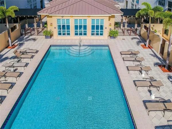a outdoor space with swimming pool
