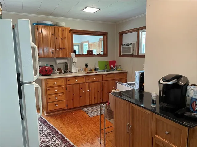 a close view of appliances and cabinets