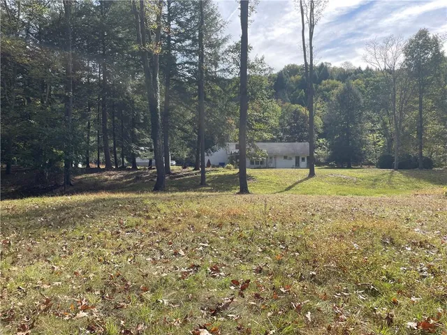 a view of a pathway both side of a yard