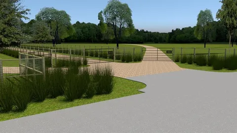 a view of a lake with a big yard and a large trees