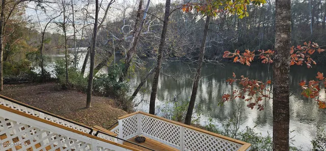a view of a lake with a city