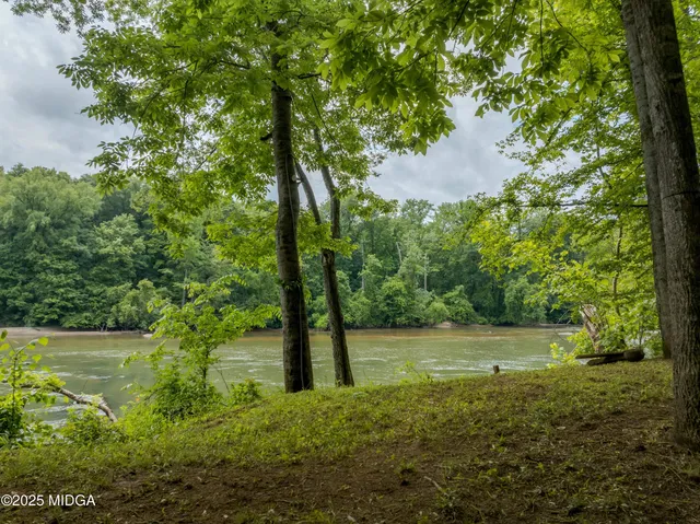 a view of lake with green space
