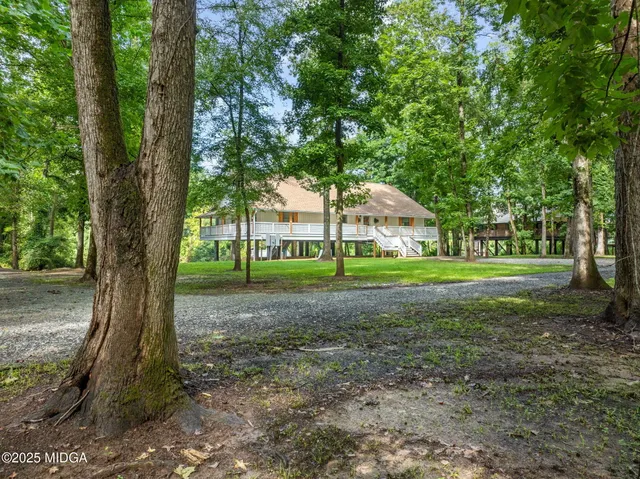 a big yard with lots of green space and trees