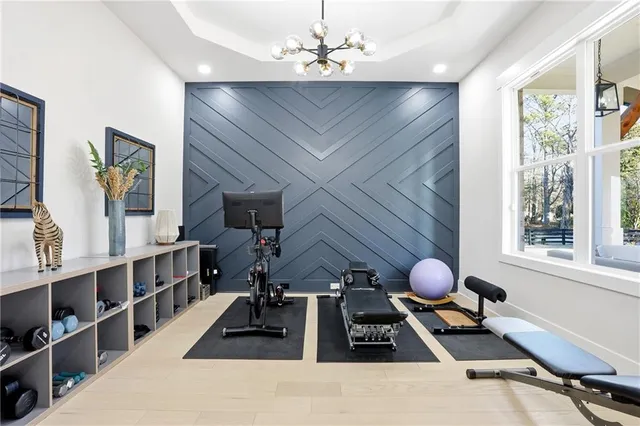 a kitchen with wooden cabinets and a stove