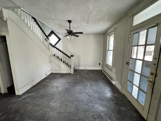 a view of a livingroom with a fireplace