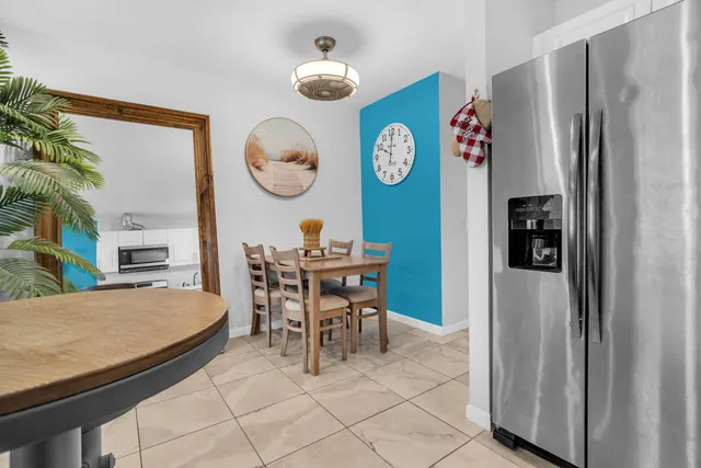 a view of a dining area with furniture