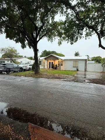 a view of big yard next to a large tree