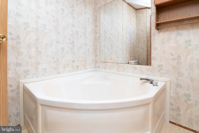 a bathroom with a bathtub
