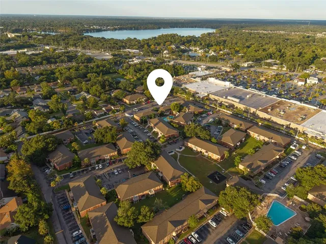 a view of a building with a street