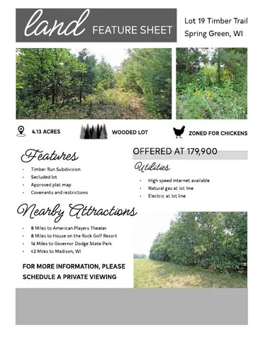 $179,900 | Lot19 Lot19 Timber Spring Green, Spring Green, WI 53588