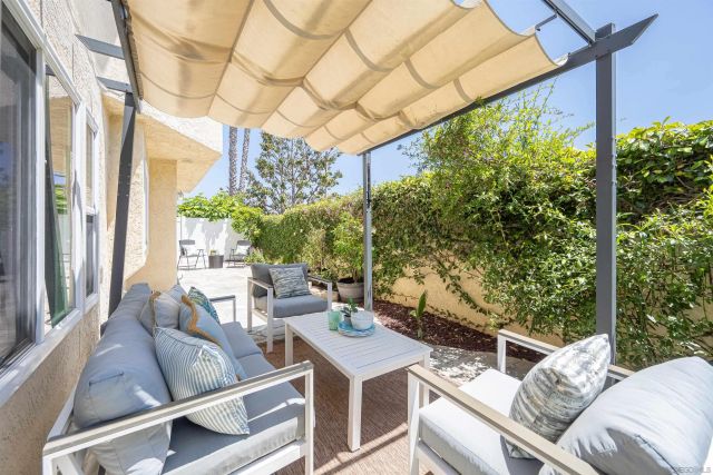 a outdoor living room with furniture