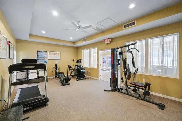 a view of a room with gym equipment