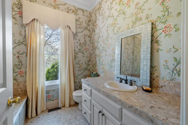 a big yard with lots of green space and trees