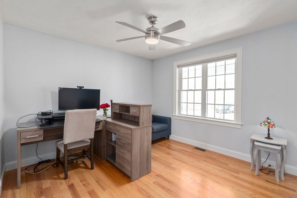 5 Glebe Street Rehoboth, MA 02769 - Photo 14 of 42 a workspace with furniture hardwood floor and a ceiling fan