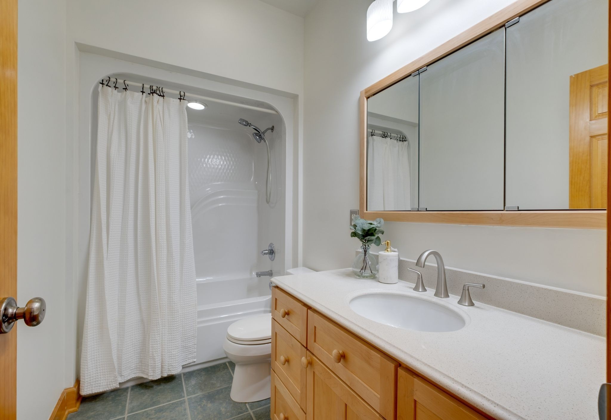 1249 White Road Bon Aqua, TN 37025 - Photo 30 of 60 a bathroom with a granite countertop sink toilet and shower
