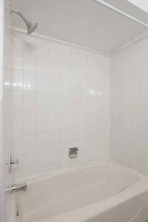 a bathroom with a bathtub