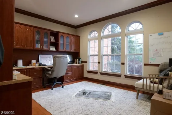 a workspace with a large window