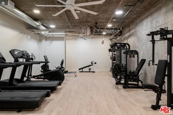 a view of a room with gym equipment