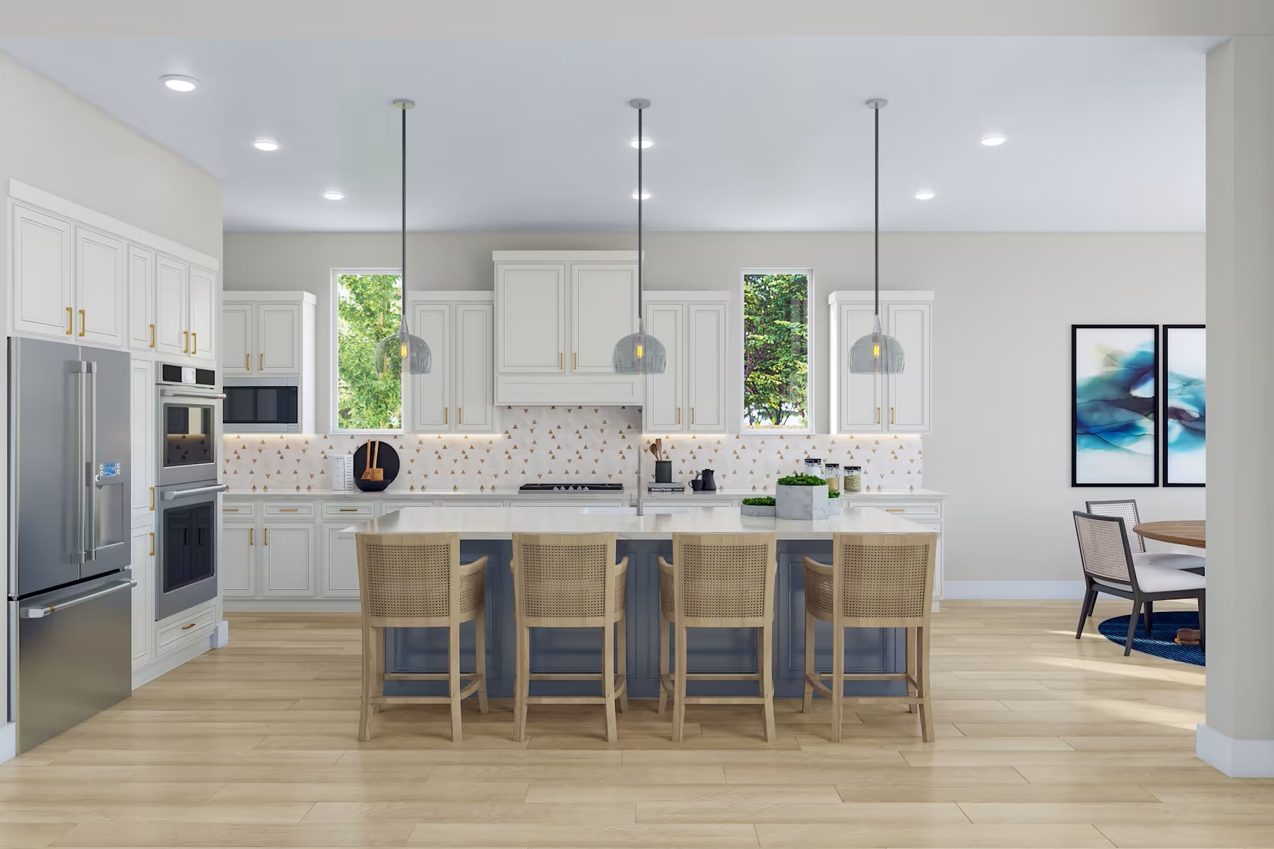 4636 Sterling Spgs Drive Spring, TX 77386 - Photo 3 of 8 a kitchen with stainless steel appliances granite countertop a table chairs sink refrigerator and microwave