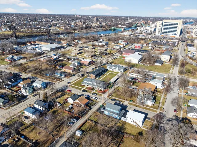 an aerial view of a city
