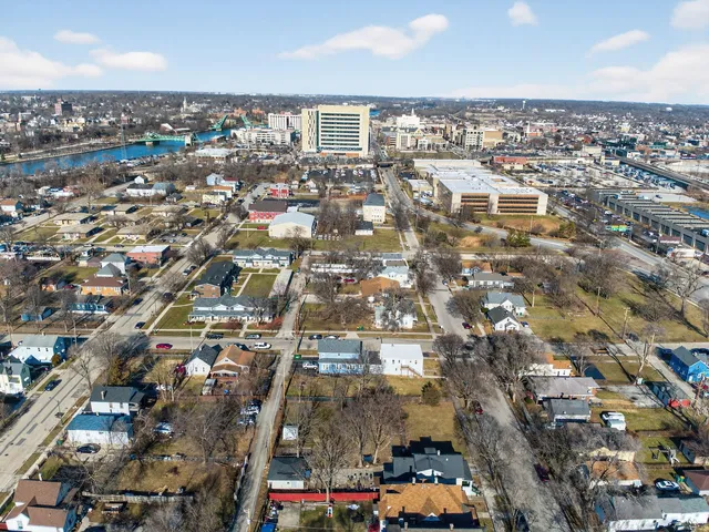 an aerial view of a city
