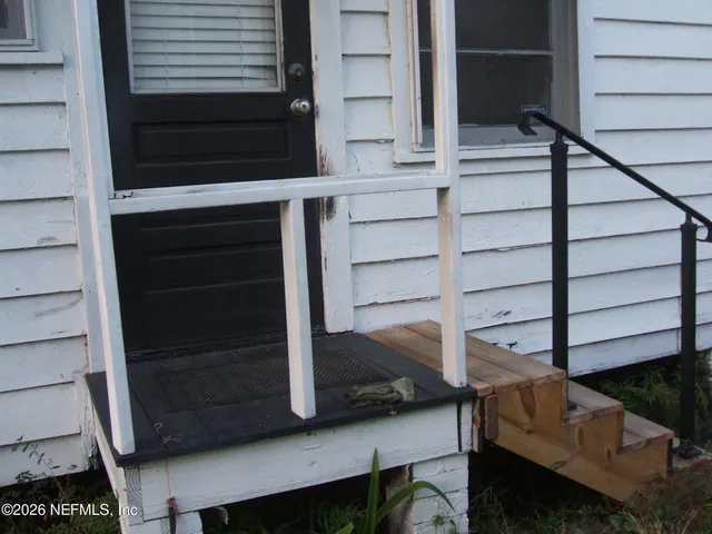 a front view of a house with a window