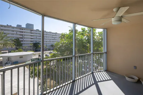 a view of a balcony with city view