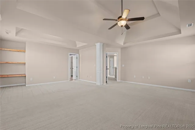 a view of a room with racks on the wall