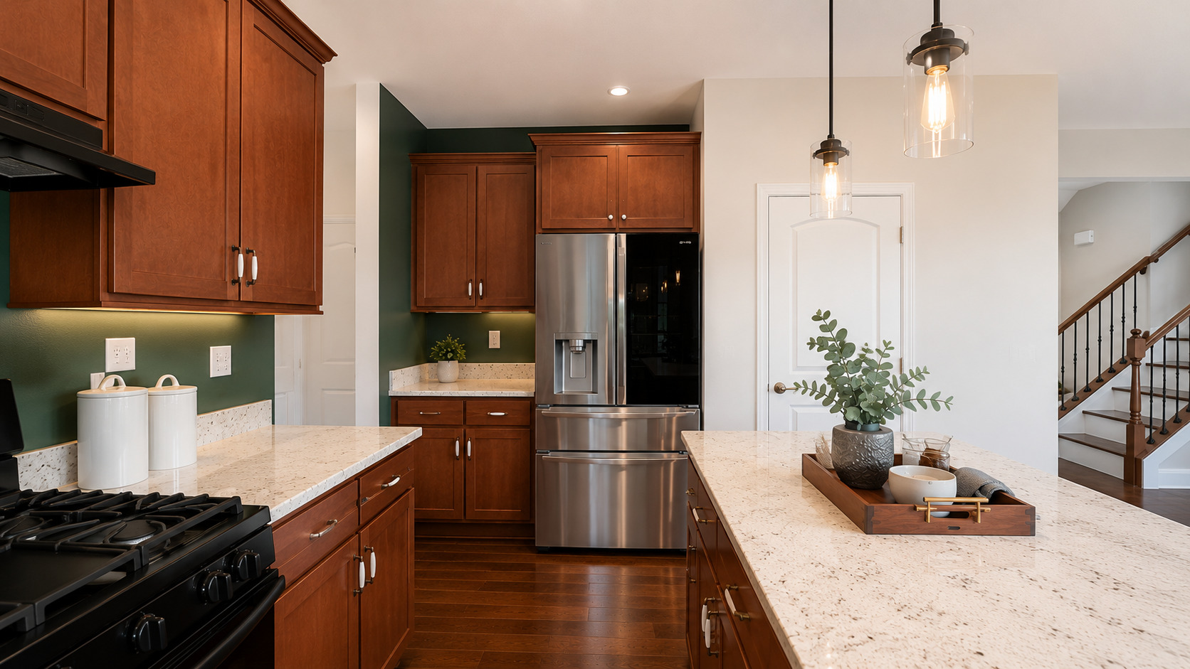 5734 Oak Ridge Way Lisle, IL 60532 - Photo 17 of 33 a kitchen with stainless steel appliances granite countertop a refrigerator a stove and a wooden floors