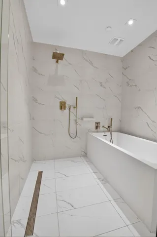 a view of a swimming pool and an outdoor space