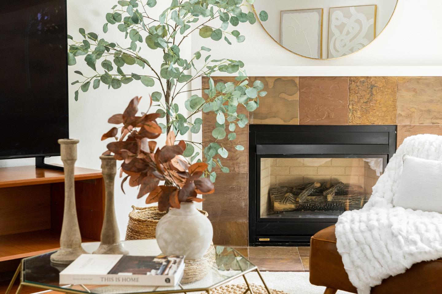 222 North 3rd Street Campbell, CA 95008 - Photo 19 of 35 a living room with a couch and a fireplace