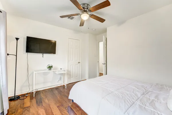 a view of a door and a window