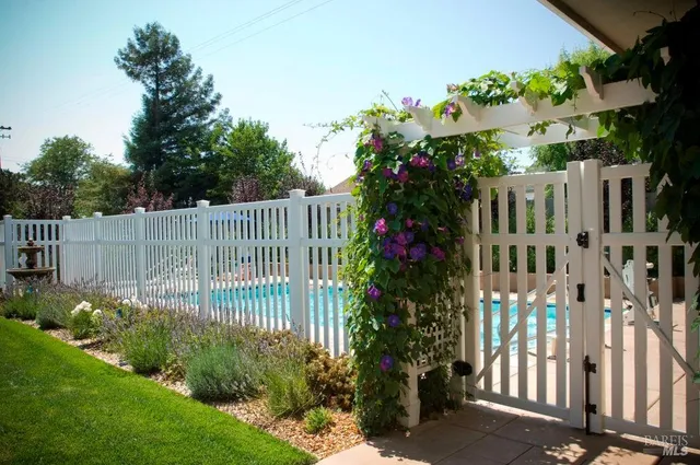 a view of a park with a bench and trees