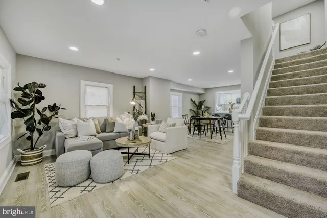 a living room with furniture