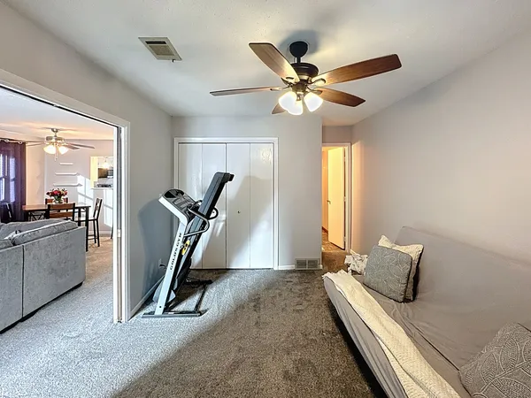 a view of a room with gym equipment