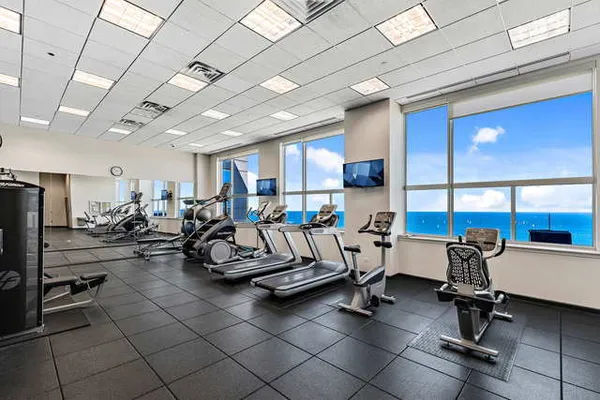 a view of a room with gym equipment