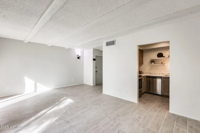 an empty room with closet