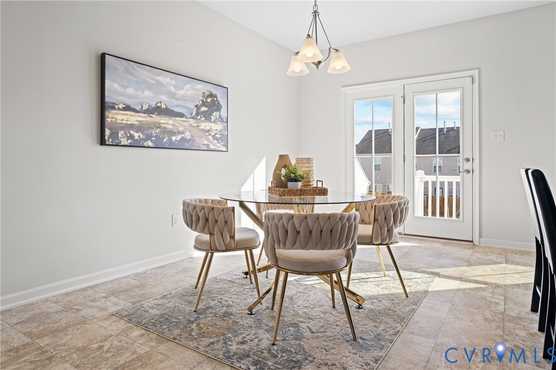 7849 Chasing Lane Richmond, VA 23237 - Photo 10 of 29 Dining area featuring a chandelier and baseboards