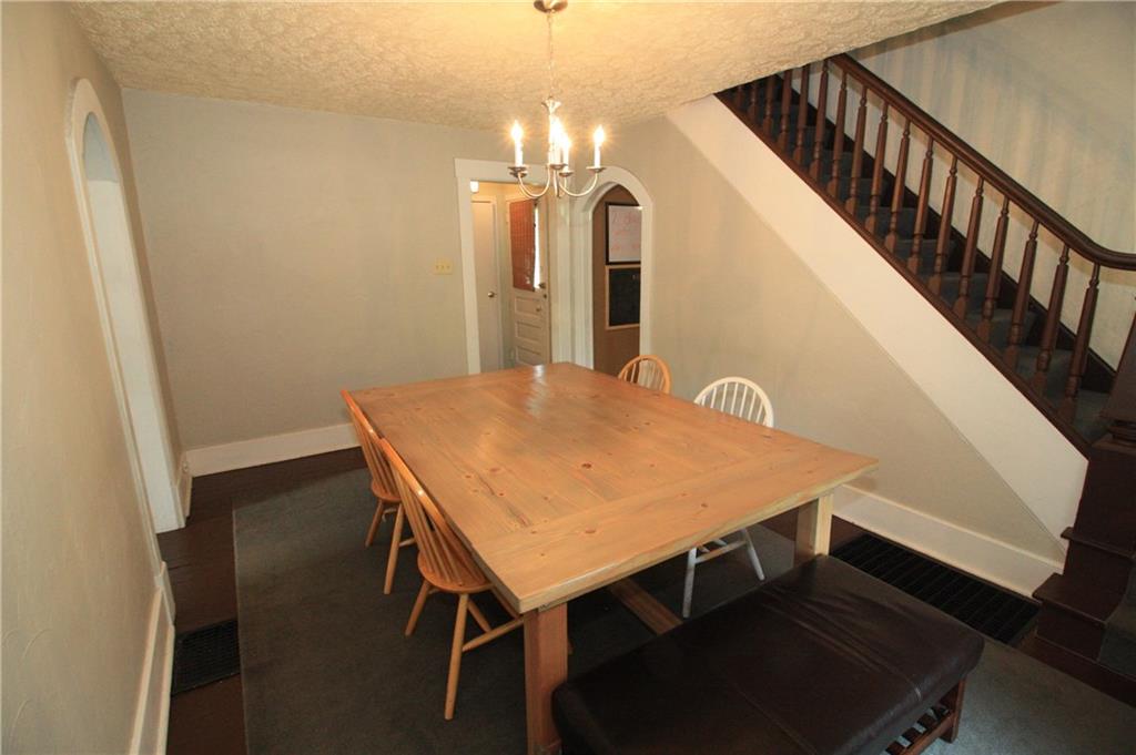 The nice sized dining room is great for hosting a large family get together for the holidays.