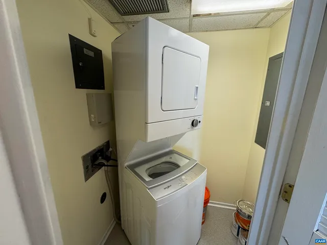 a view of storage and utility room with a washer and dryer