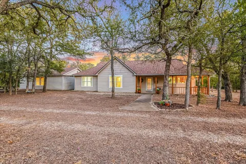 a view of a house with a large tree and a yard