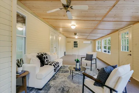 a living room with furniture