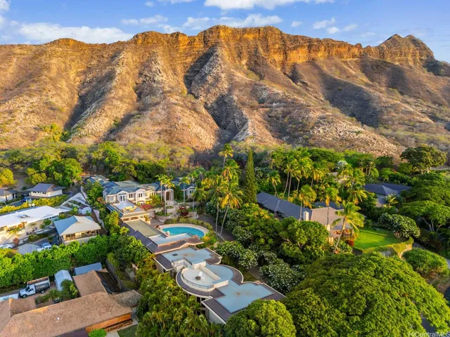 a view of a swimming pool with a lake view