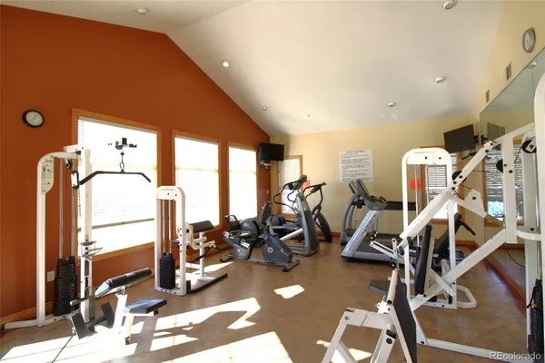 a view of a room with gym equipment