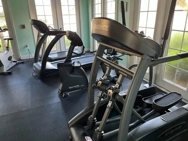 a view of a room with gym equipment