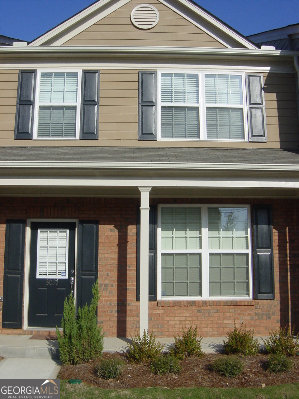 front view of a brick house