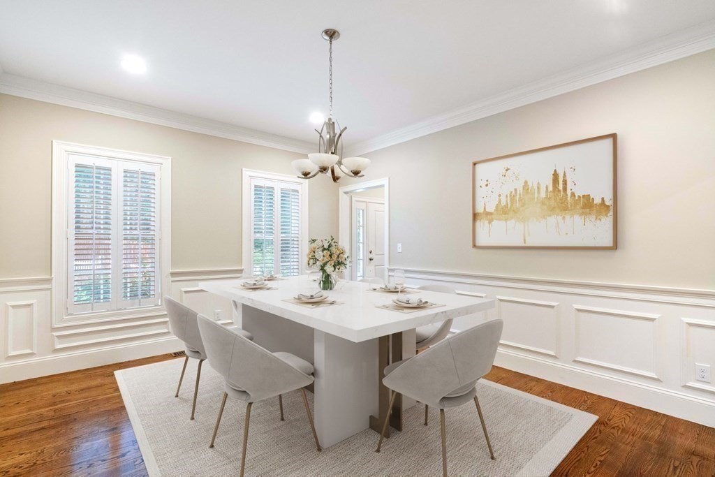 5 Bennett Road Wayland, MA 01778 - Photo 7 of 28 a view of a dining room with furniture window and wooden floor