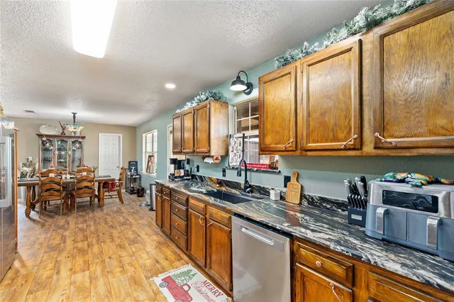 a kitchen with lots of counter top space