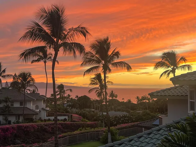 a view of a yard and mountain view