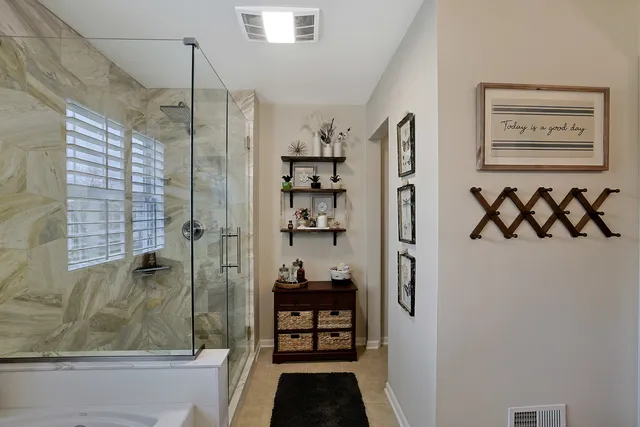 a bathroom with a shower